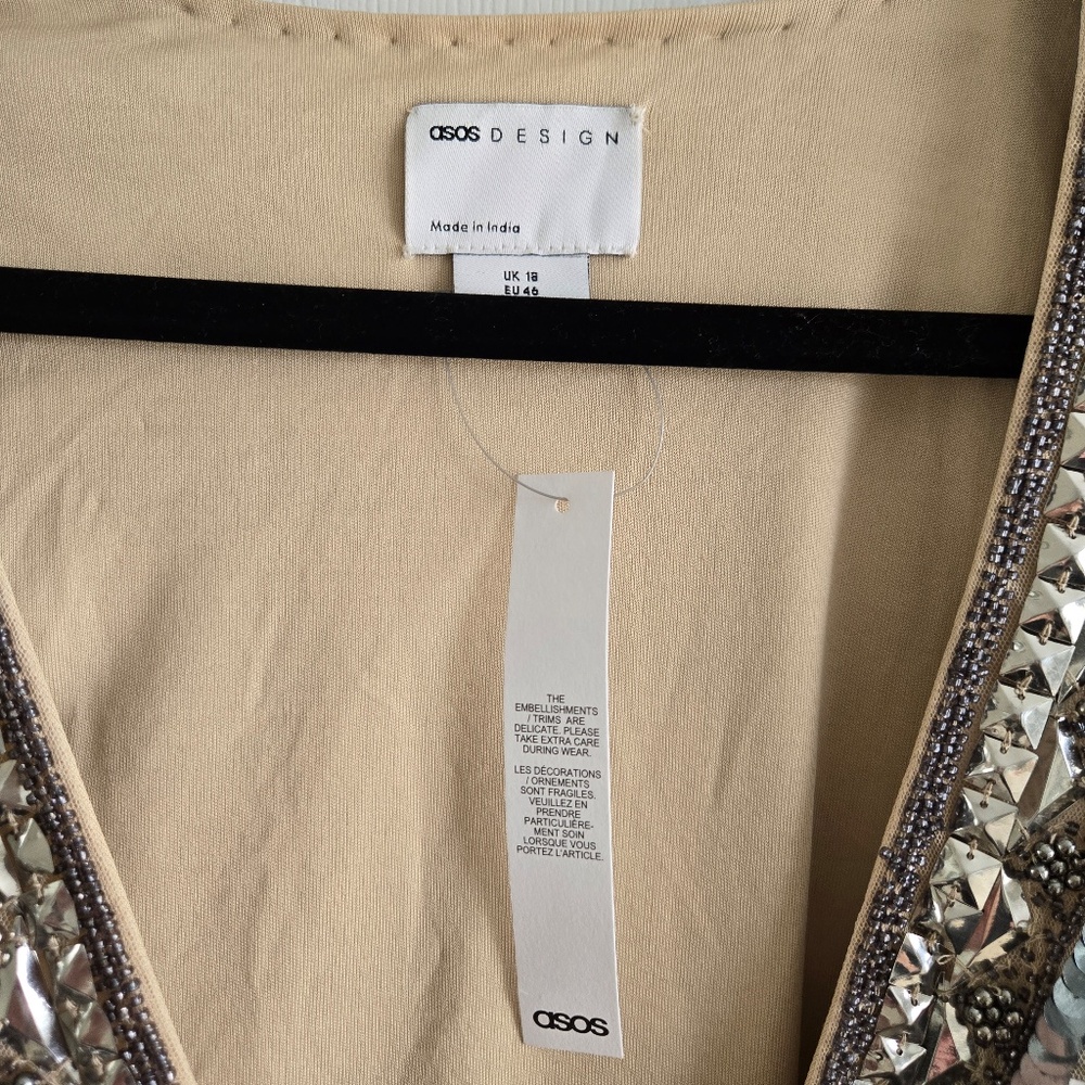 ASOS DESIGN Embellished Mini Dress with Tie Detail - Picture 8 of 9